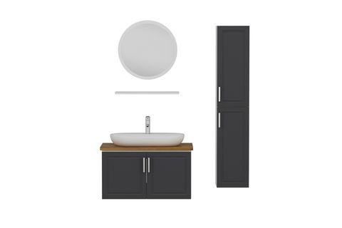 SANYA BANYO DOLABI AS2K15, BEYAZ ANTRASİT, 85CM
