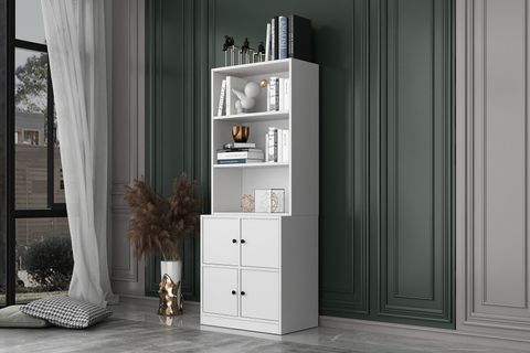 BKCONCEPT 4 KAPAKLI RAFLI KİTAPLIK, 65 CM, BEYAZ, KTP-1284-Ç