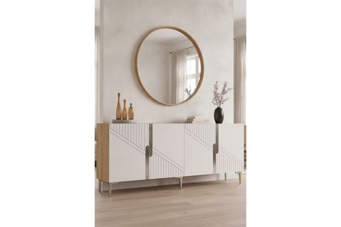 EVVA KONSOL VE TV SEHPASI SAFİRMEŞE BEYAZ SİLVER 180 CM KA1828DBS