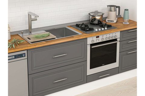 ALVİNKA 385X240 CM KLASİK MEBRAN MUTFAK DOLABI, MB E90S45S50 1 MEBRAN ANTRASİT SUNTALAM