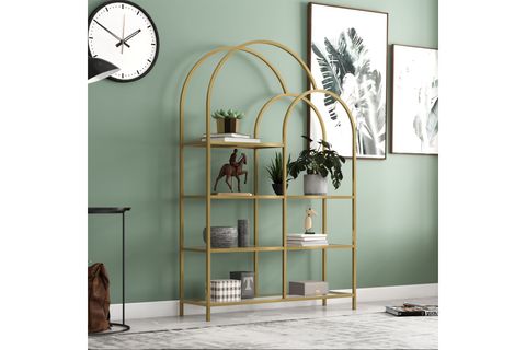MARSAH HOME OVAL METAL KİTAPLIK, GOLD