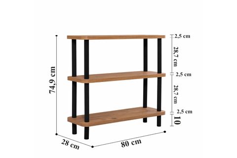 DORA STEP KISA KİTAPLIK, ATLANTİK SİYAH, 80X28