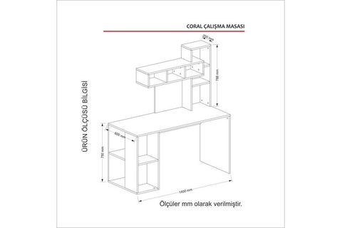 CORAL ÇALIŞMA MASASI, BEYAZ CEVİZ