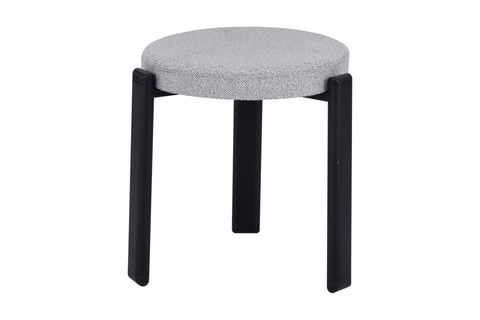 TERAS SİYAH METAL AYAK TEDDY KUMAŞ İSTİFLENEBİLİR TABURE, 2 ADET, AÇIK GRİ