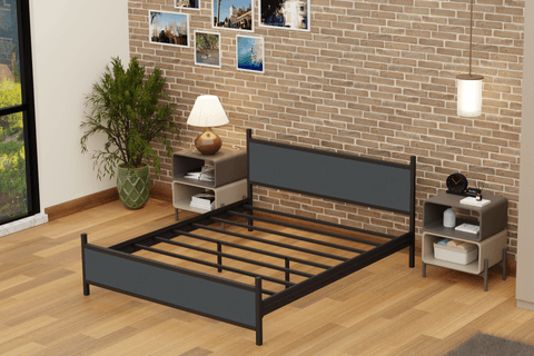 GM 305 MODERN ÇİFT KİŞİLİK METAL SİYAH ANTRASİT GRİ KARYOLA 140X190