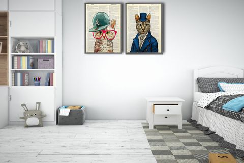 SEVİMLİ KEDİ KÖPEK TABLO SETİ, 35X50, 4