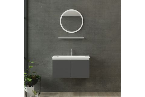NİKA BANYO DOLABI 100CM AS2K 1YA1R ETJ BEYAZ ANTRASİT