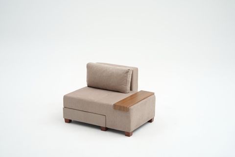 PERENNA YATAKLI TEKLİ KOLTUK, ŞÖNİL, CAPPUCCİNO, SAĞ