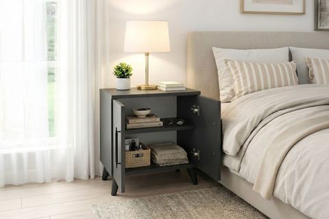 LUMEN RAFLI KLASİK KOMODİN, ANTRASİT, 2 KAPAKLI