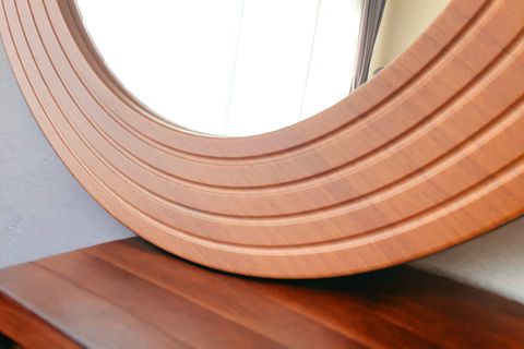 DFN WOOD AHŞAP GÖRÜNÜMLÜ İKİLİ YUVARLAK DUVAR AYNASI, 70X70