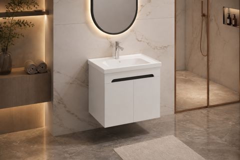 LODE IRMA BEYAZ 70 CM SERAMİK LAVABOLU ALT BANYO DOLABI