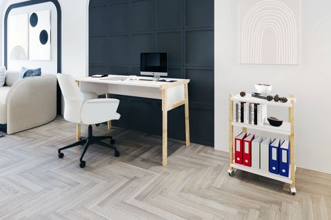 LAGOMOOD ZENİTH ÇALIŞMA MASASI KİTAPLIK TAKIM, BEYAZ MEŞE, 120CM