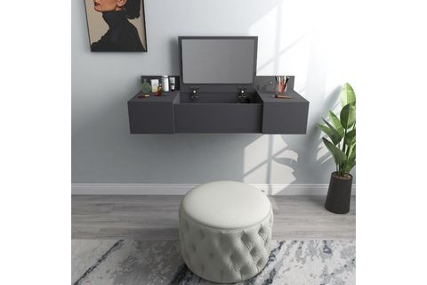 ZAKKUM RAFLI AYNALI DUVARA MONTE  MAKYAJ MASASI, ANTRASİT