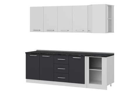 MİNAR 240CM KÖŞE MUTFAK DOLABI BEYAZ ANTRASİT K240A4