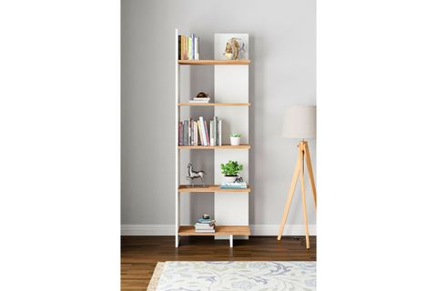 AURA ASİMETRİK KİTAPLIK, 5 RAFLI, BEYAZ ÇAM