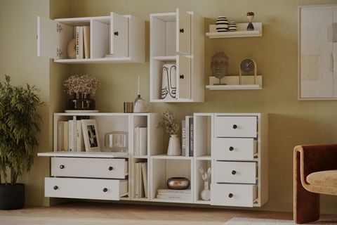 BK ÇOK AMAÇLI DOLAP, ÇEKMECELİ DOLAPLI RAFLI ÜST MODÜL, KBR