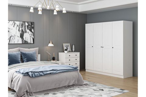 KALE210 YATAK ODASI TAKIMI, BEYAZ MEBRAN, 4 KAPAKLI, SET 71