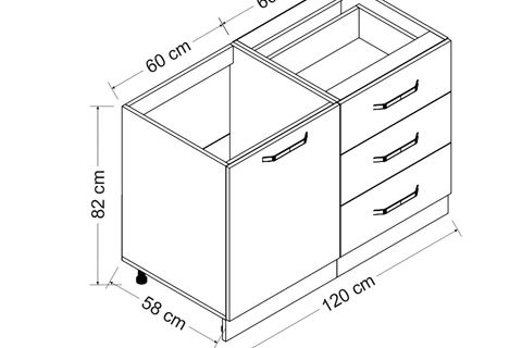 MİNAR 120 CM MUTFAK DOLABI BEYAZ 120-B2-ALT MODÜL