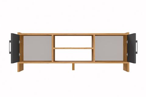 MOLDE RETRO VİNTAGE TARZ TV SEHPASI, ANTRASİT KAPAKLI