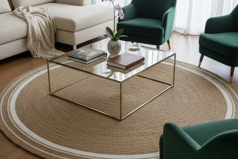 MİRA YUVARLAK MODEL HALI, BEYAZ NATURAL, 120 CM