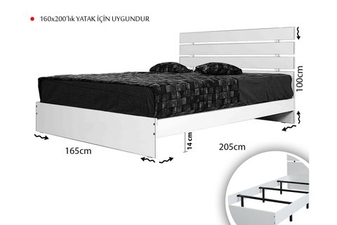 HUGA ÇİFT KİŞİLİK AHŞAP KARYOLA KOMODİN TAKIM MEŞE,160X200