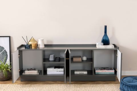 HENRY KİTAPLIKLI DOLAPLI TV SEHPASI, ANTRASİT