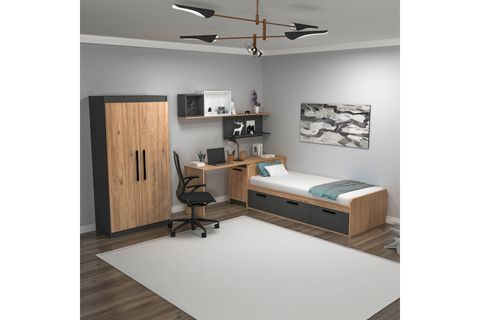 ARNETTİ AKSER GENÇ ODASI TAKIMI, ATLANTİK ÇAM ANTRASİT, 6 KAPAKLI