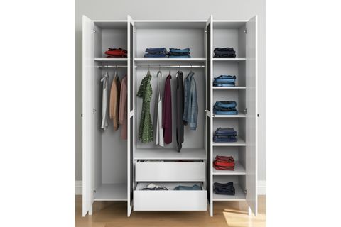LUMERA GARDIROP, 4 KAPAKLI GİZLİ ÇEKMECELİ AYNALI