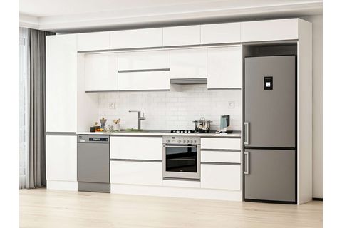 ALVİNKA 410X240 CM MUTFAK DOLABI, MBB E90B60S60 1 BEYAZ MDF