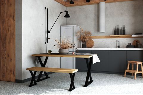 WOODESK ARDIÇ MASİF BANKLI YEMEK MASASI TAKIMI, NATURAL RENK, 180X80, CPT7683-180