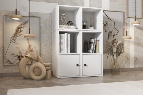 LEKSA KAPAKLI RAFLI KİTAPLIK 65 CM BEYAZ KTP-1025-Ç