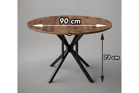 SELİN YUVARLAK MUTFAK MASASI, CEVİZ SİYAH, 90 CM