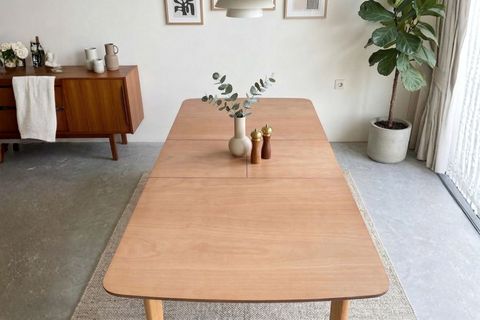 MONA NATURAL AHŞAP AÇILIR MUTFAK MASA TAKIMI, 80X120 CM