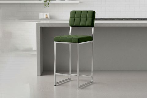 RİVA BAR MUTFAK SANDALYESİ, KROM KAPLAMA AYAKLI, YEŞİL