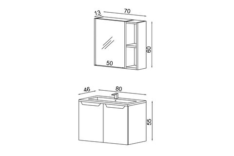 TERİO BANYO DOLABI, MEŞE, 80 CM