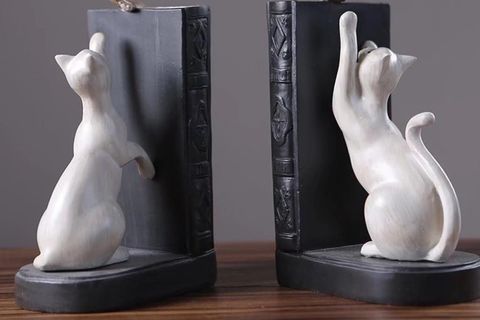 KEDİ FİGÜRLÜ KELEBEK DETAYLI İKİLİ KİTAP TUTUCU