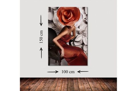 WOMAN WİTH FLOWER DEV BOYUT KANVAS TABLO