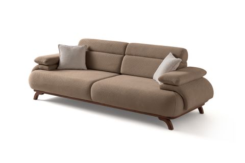 ALASKA SIRT MEKANIZMALI CEVIZ KASALI ÜÇLÜ KOLTUK, SÜTLÜ KAHVE