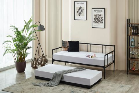 FORTE YAVRULU DAYBED METAL KARYOLA+YATAK SETİ, SİYAH, 90X200