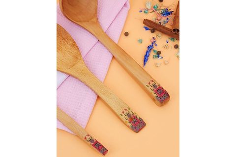 CASTLE SEKİZLİ BAMBU DESENLİ KAŞIK SETİ VE HAVAN