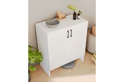 RETRO MDF MEMBRAN KAPAKLI ÇOK AMAÇLI DOLAP, BEYAZ