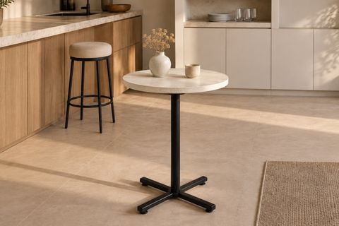 PAYAS METAL AYAK MUTFAK BAHÇE BALKON BİSTRO VE CAFE MASASI, 70X70 CM, BEJ SİYAH