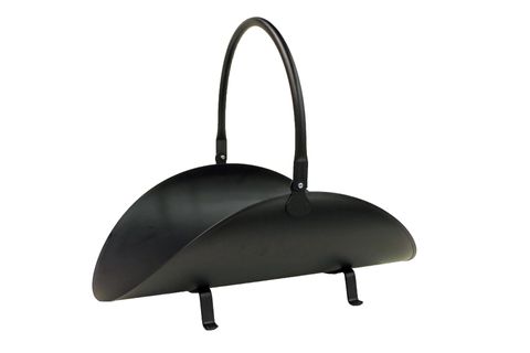 FİDEX HOME OVAL AYAKLI SALLANIR KULPLU ŞÖMİNE ODUNLUĞU MAT SİYAH 50CM