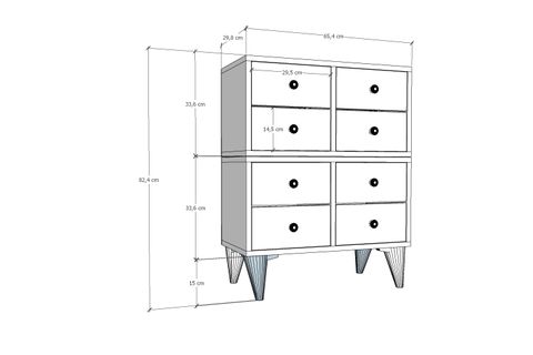YUSUF KOMODİN, 8 ÇEKMECELİ AYAKLI, KMD-1057-Ç