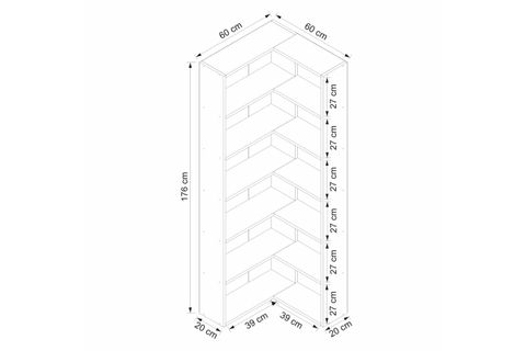 ADEL KÖŞE KİTAPLIK, BEYAZ, 5 RAFLI