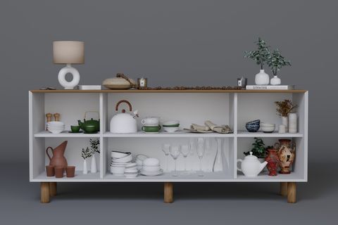 BOHEM SERİSİ NATURA KONSOL, MAT BEYAZ AÇIK CEVİZ
