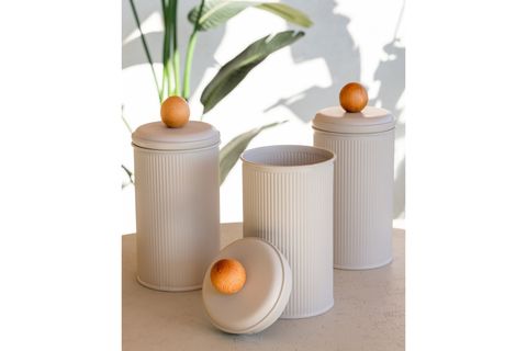 THE MİA STRİPE ÇAY KAHVE ŞEKER KAVANOZU BEJ 1,20 LT