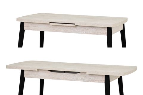 AVANOS AHŞAP AYAK AÇILIR KAPANIR MDF MUTFAK MASASI, 70X120+30 CM, BEJ SİYAH