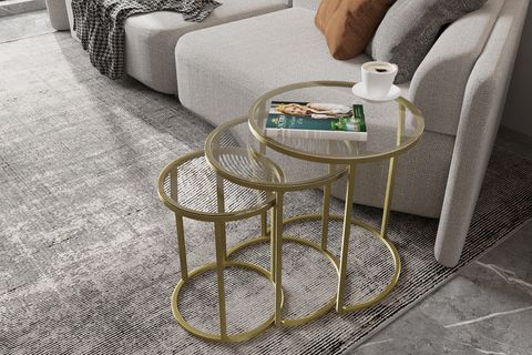 DEKOPORT MİLAS ZİGON SEHPA, GOLD ŞEFFAF