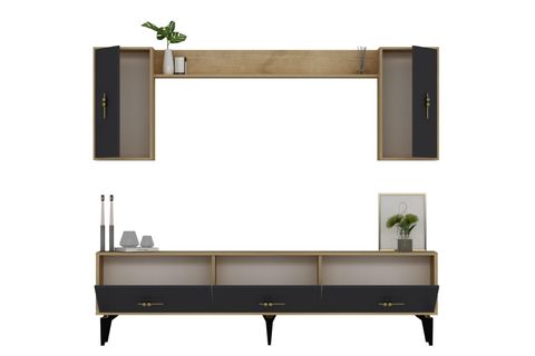 ZEUSS TV ÜNİTESİ TAKIMI, SAFİRMEŞE ANTRASİT, 180 CM
